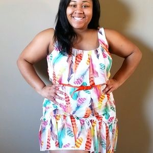 Bisou Bisou colorful feather dress